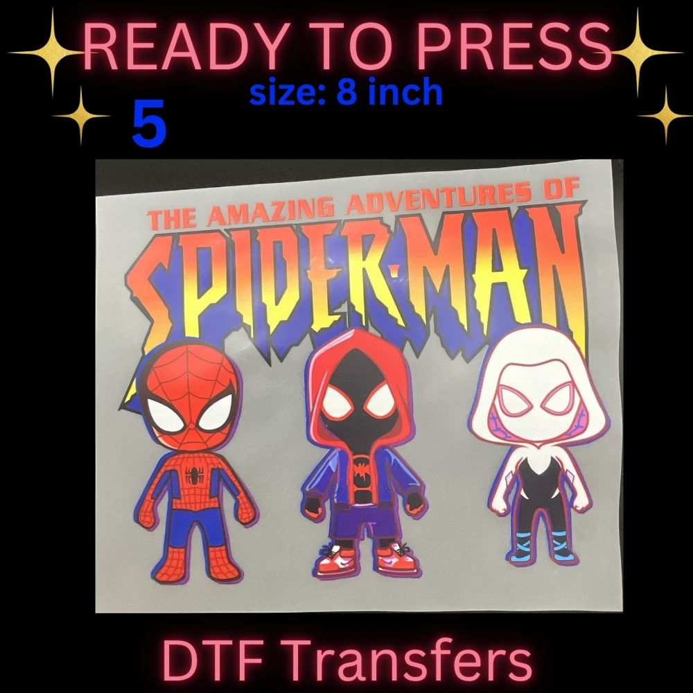 Cute Cartoon & Gamer Inspired DTF Transfers | Kids Character Style Heat Transfers | Ready To Press 8 Inch