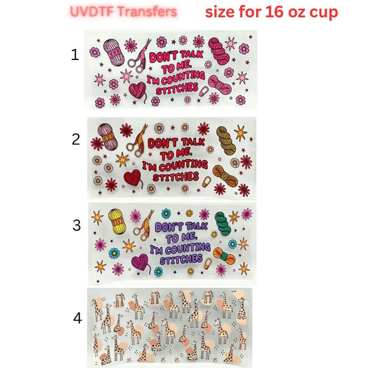 Craft & Giraffe UV DTF Cup Wrap Transfers | Sewing Inspired 16 oz Glass Can Decals | Cute Crafty Cup Wraps