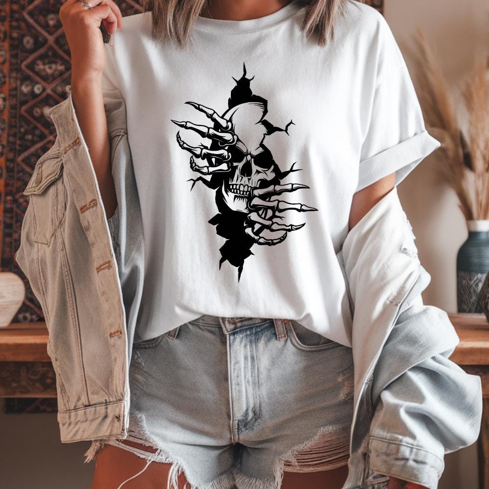Skull in the Wall DTF Transfer – Ready to Press Heat Transfer for Shirts, Hoodies & Totes