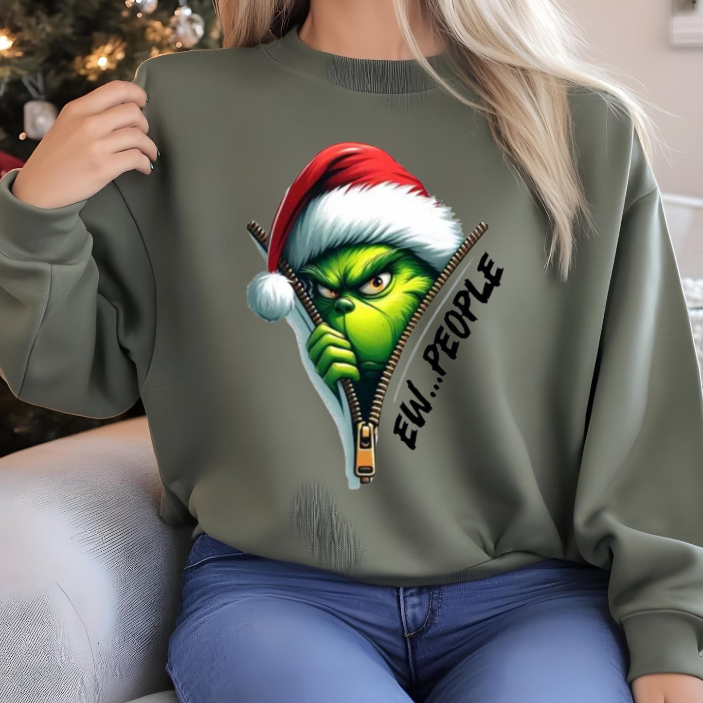 Grinchy EW People!! Christmas DTF Transfer – Ready to Press Heat Transfer for Shirts, Hoodies & Totes