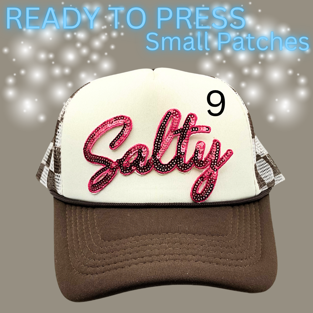 Ready to Press Hat Patches | Small Embroidered Appliqué Transfers | Trucker Hat Accessories | DIY Heat Press Patches | Summer, Western & Patriotic Designs