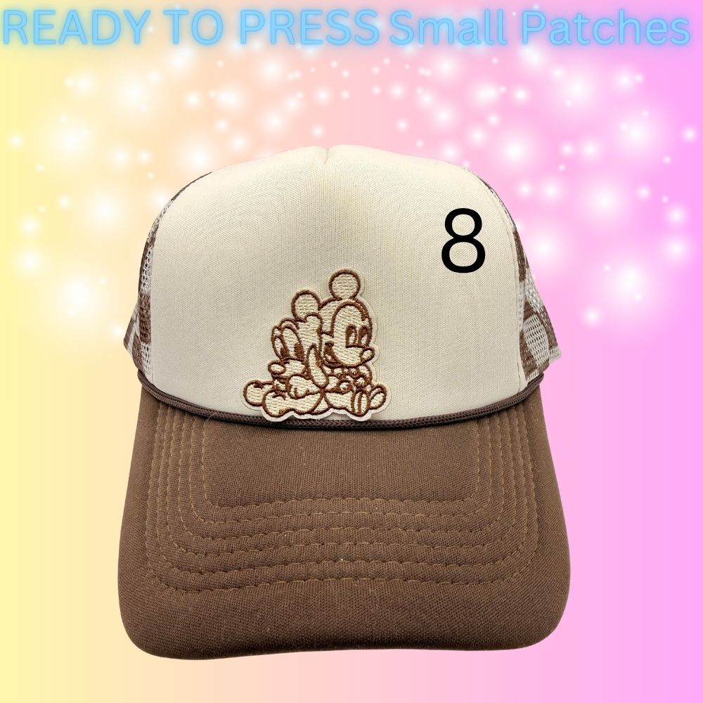 Cartoon Style Mouse Inspired Patches | Small Embroidered Iron-On Patches | Cute Character Head Patches | Hat & Clothing Heat Transfer