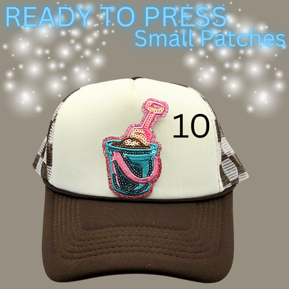 Ready to Press Hat Patches | Small Embroidered Appliqué Transfers | Trucker Hat Accessories | DIY Heat Press Patches | Summer, Western & Patriotic Designs