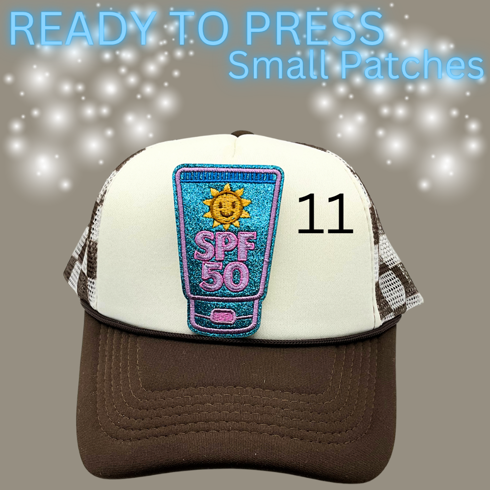 Ready to Press Hat Patches | Small Embroidered Appliqué Transfers | Trucker Hat Accessories | DIY Heat Press Patches | Summer, Western & Patriotic Designs