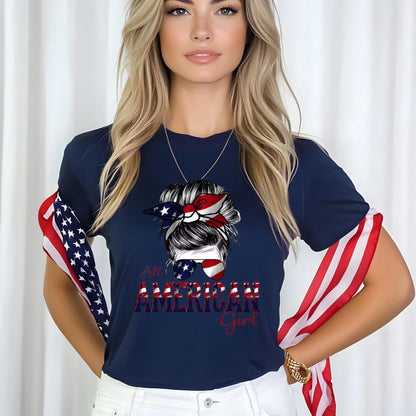 All American Girl DTF Transfer – 4th of July Ready to Press Heat Transfer