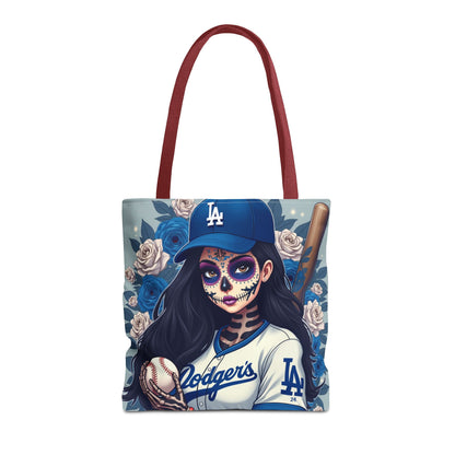 Sugar Skull Baseball Tote Bag, Unique Tote for Sports Fans, Day of the Dead Inspired, Stylish Shopping Bag, Gift for Her