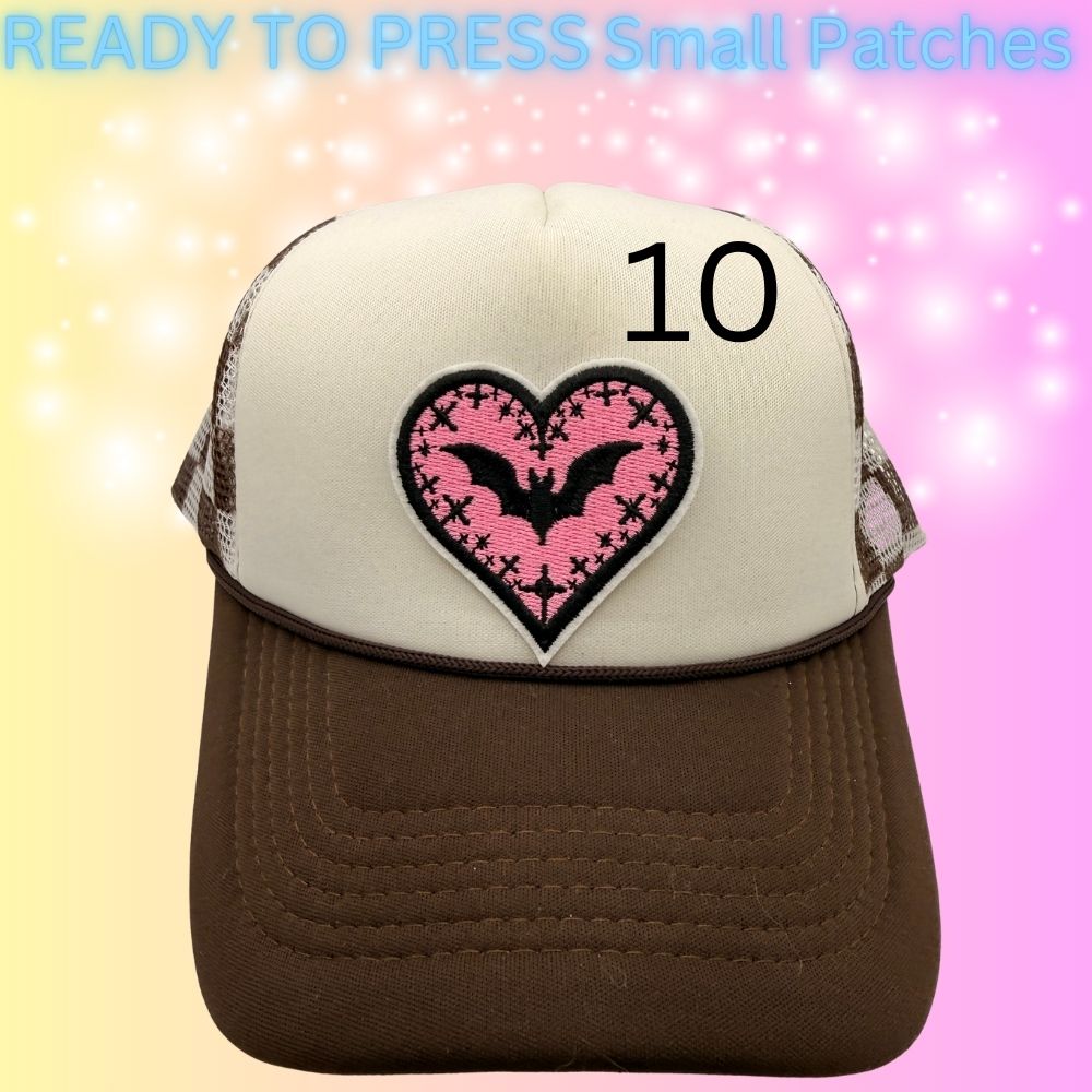 Trendy Small Embroidered Patch Collection | Cute, Gothic & Retro Iron-On Patches | Hat Bar Ready Press Patches | Mix & Match Designs