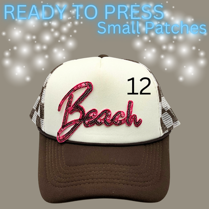 Ready to Press Hat Patches | Small Embroidered Appliqué Transfers | Trucker Hat Accessories | DIY Heat Press Patches | Summer, Western & Patriotic Designs
