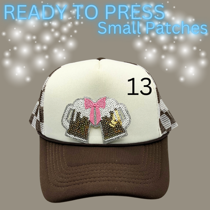 Ready to Press Hat Patches | Small Embroidered Appliqué Transfers | Trucker Hat Accessories | DIY Heat Press Patches | Summer, Western & Patriotic Designs