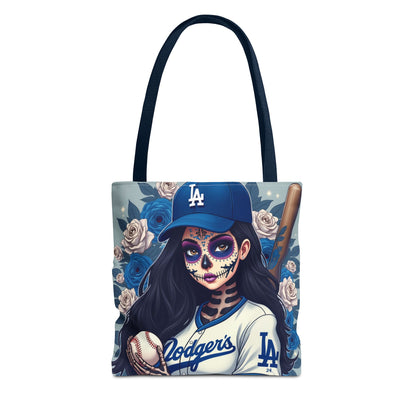 Sugar Skull Baseball Tote Bag, Unique Tote for Sports Fans, Day of the Dead Inspired, Stylish Shopping Bag, Gift for Her