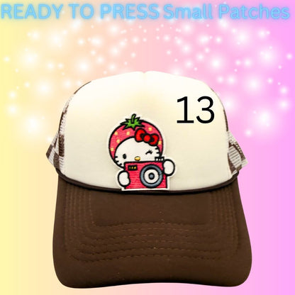 Cute Kitty Character Embroidered Patches | Kawaii Cartoon Style Small Patches | Hat Bar Ready Heat Press | Girly Trendy Patches