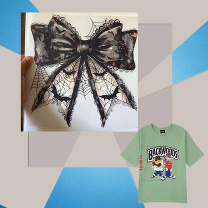 Halloween Bow Bat DTF Transfer – Ready to Press Heat Transfer for Shirts, Hoodies & Totes