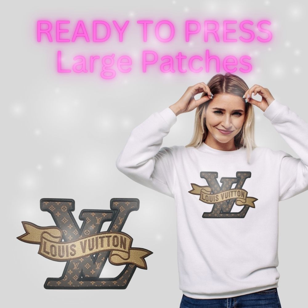 Designer-Inspired Luxury Letter Patch | Large Heat Transfer Patch | Fashion Monogram Style Iron-On Patch for Sweatshirts & Bags