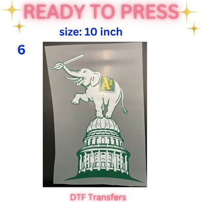 Ready to Press DTF Transfer | Sacramento Baseball Fan Inspired Shirt Transfers | 10 & 12 Inch Heat Transfers | Choose Your Design