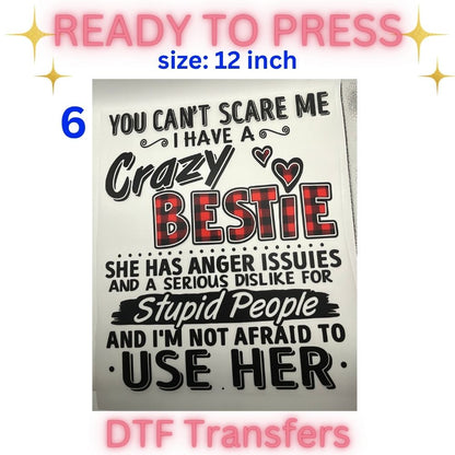 Trendy Ready-To-Press DTF Transfers | Funny Quotes, Retro Skeletons, Sassy Sayings & Motivational Graphics | 12 Inch