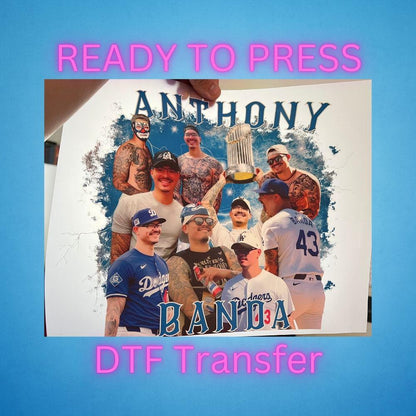 Blue Banda Baseball DTF Transfers – Ready to Press Heat Press Designs