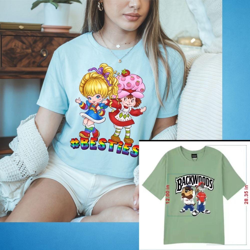 Besties Rainbow & Strawberry DTF Transfers – Ready to Press Heat Press Designs