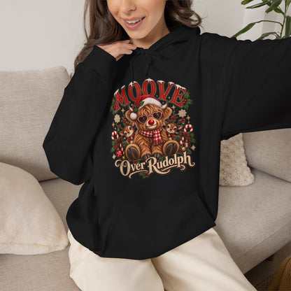 Moove Over Rudolph Hoodie — Cute Reindeer Christmas Graphic Sweatshirt