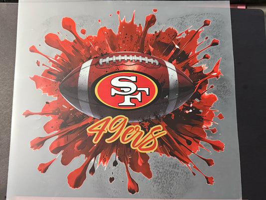 🏈 Red & Gold Football Splash DTF Transfer – Ready to Press