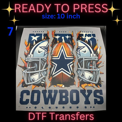 Football Inspired Ready-To-Press DTF Transfers | Game Day Sports Heat Transfers | 10 Inch Shirt Designs