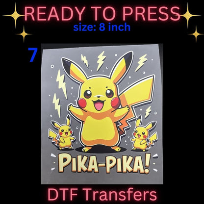 Cute Cartoon & Gamer Inspired DTF Transfers | Kids Character Style Heat Transfers | Ready To Press 8 Inch