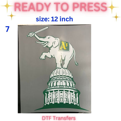 Ready to Press DTF Transfer | Sacramento Baseball Fan Inspired Shirt Transfers | 10 & 12 Inch Heat Transfers | Choose Your Design