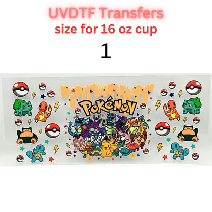 Cartoon Adventure UV DTF Cup Wrap Transfers | Retro Creature & Speed Inspired Designs | 16 oz Libby Cup Wraps