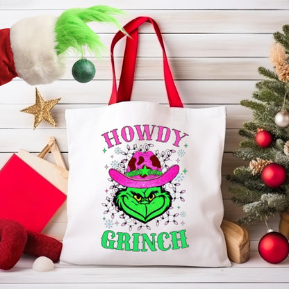 Howdy Grinchy Christmas DTF Transfer – Cowgirl Vibe Ready to Press Heat Transfer
