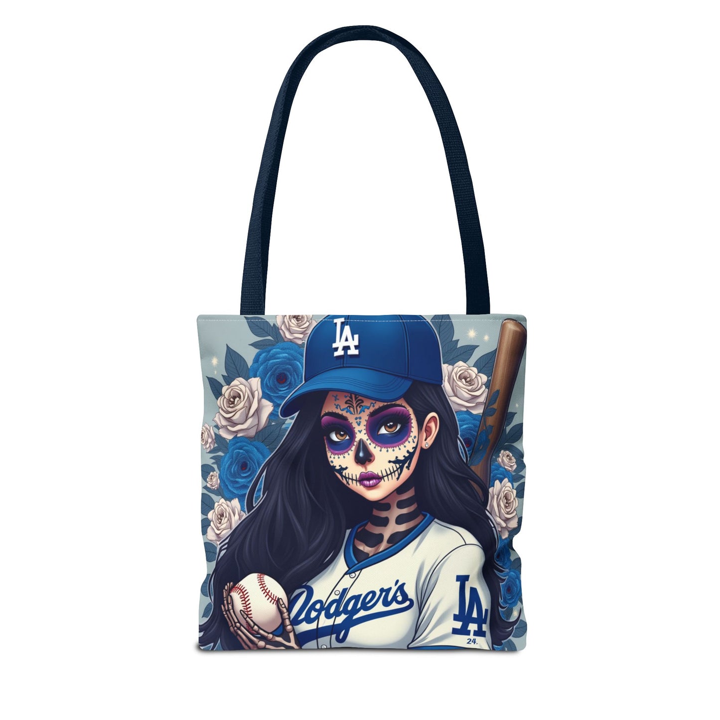 Sugar Skull Baseball Tote Bag, Unique Tote for Sports Fans, Day of the Dead Inspired, Stylish Shopping Bag, Gift for Her