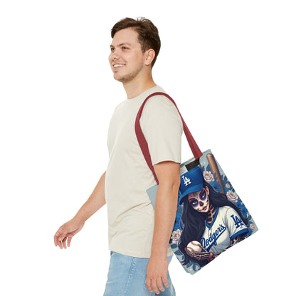 Sugar Skull Baseball Tote Bag, Unique Tote for Sports Fans, Day of the Dead Inspired, Stylish Shopping Bag, Gift for Her