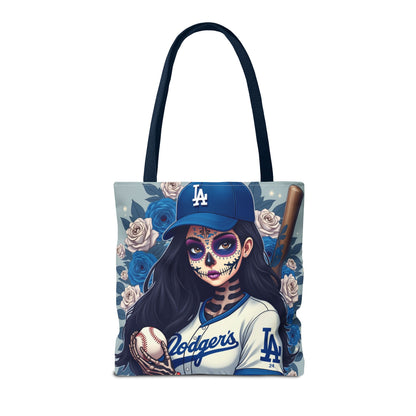 Sugar Skull Baseball Tote Bag, Unique Tote for Sports Fans, Day of the Dead Inspired, Stylish Shopping Bag, Gift for Her