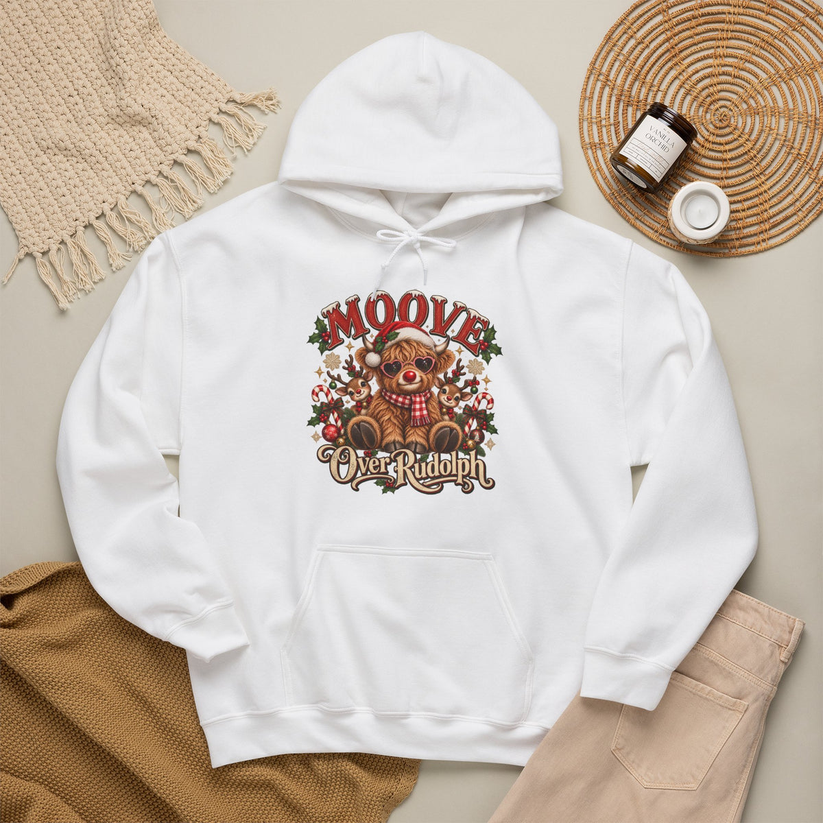 Moove Over Rudolph Hoodie — Cute Reindeer Christmas Graphic Sweatshirt
