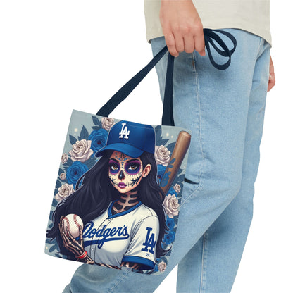 Sugar Skull Baseball Tote Bag, Unique Tote for Sports Fans, Day of the Dead Inspired, Stylish Shopping Bag, Gift for Her