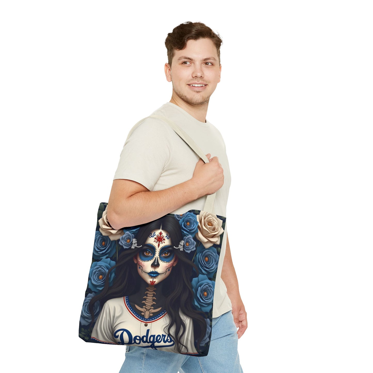 Sugar Skull Floral Tote Bag, Day of the Dead, Boho Style, Eco-Friendly Shopping, Casual Weekend Bag