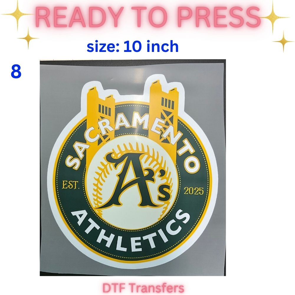 Ready to Press DTF Transfer | Sacramento Baseball Fan Inspired Shirt Transfers | 10 & 12 Inch Heat Transfers | Choose Your Design