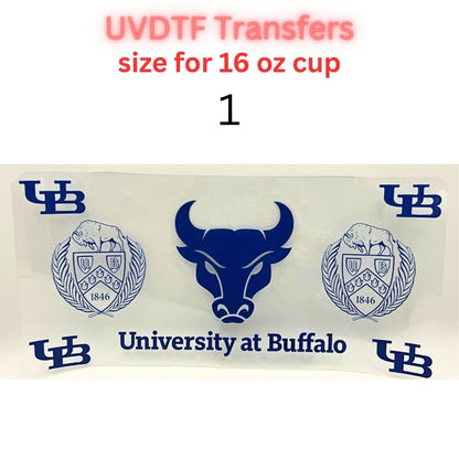 Blue Buffalo Inspired UV DTF Cup Wrap Transfers | College Spirit 16 oz Glass Can Decals | Western Bull Cup Wraps