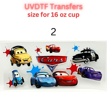 Kids Racing Cartoon UV DTF Cup Wrap Transfers | Retro Race Car Inspired Designs | 16 oz Libby Cup Decals