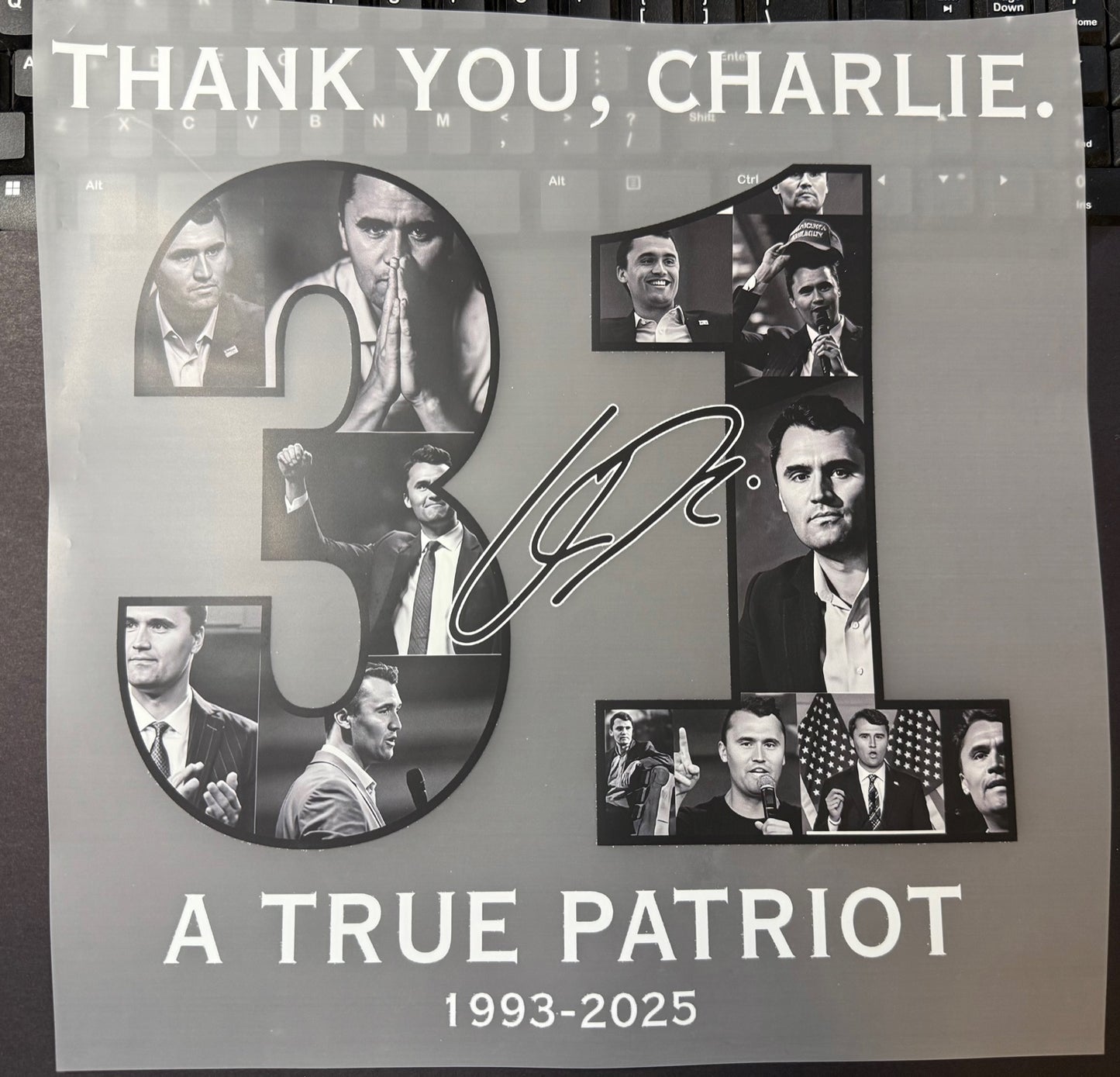 Charlie.Kirk.Tribute DTF Transfers | A True Patriot Heat Press Prints 12inch