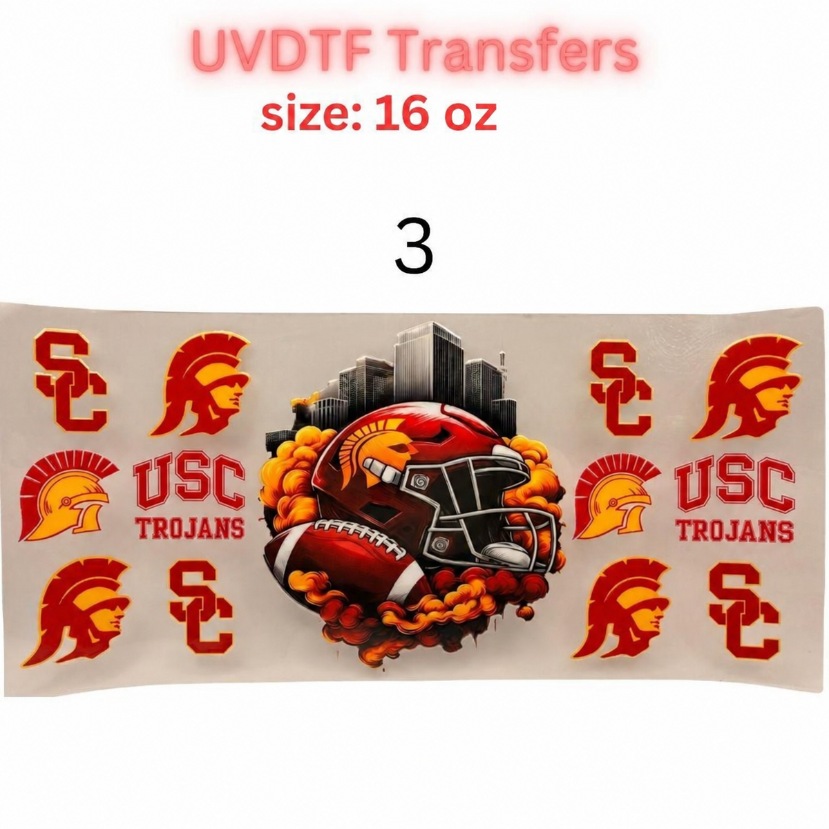 Football Inspired UVDTF Cup Wraps | 16 oz Glass Wrap Transfers | Game Day Helmet Designs | Sports Color Themes