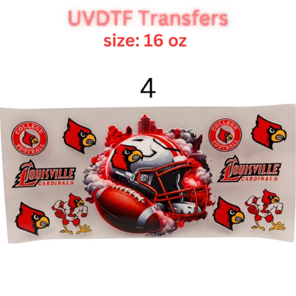 Football Inspired UVDTF Cup Wraps | 16 oz Glass Wrap Transfers | Game Day Helmet Designs | Sports Color Themes