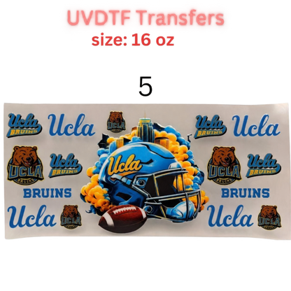Football Inspired UVDTF Cup Wraps | 16 oz Glass Wrap Transfers | Game Day Helmet Designs | Sports Color Themes
