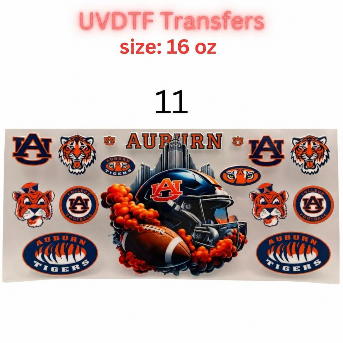 Football Inspired UVDTF Cup Wraps | 16 oz Glass Wrap Transfers | Game Day Helmet Designs | Sports Color Themes