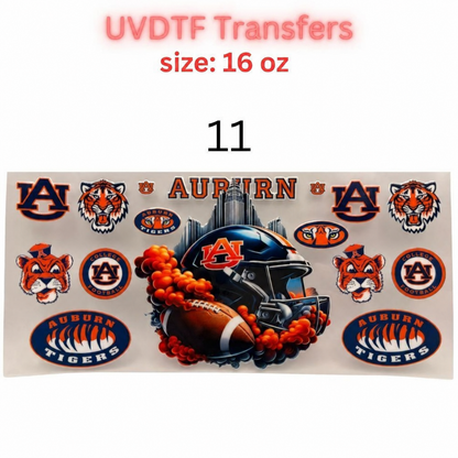 Football Inspired UVDTF Cup Wraps | 16 oz Glass Wrap Transfers | Game Day Helmet Designs | Sports Color Themes