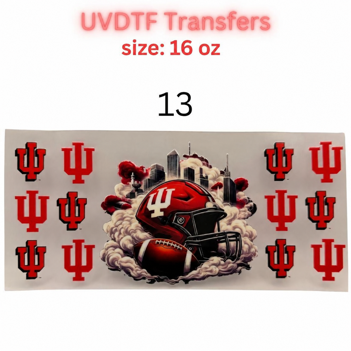 Football Inspired UVDTF Cup Wraps | 16 oz Glass Wrap Transfers | Game Day Helmet Designs | Sports Color Themes