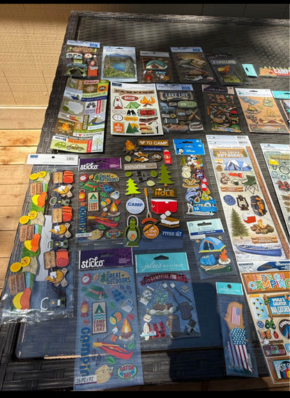 Camping & Outdoors Scrapbook Stickers Bundle | Hiking, Fishing, Adventure & Travel Stickers