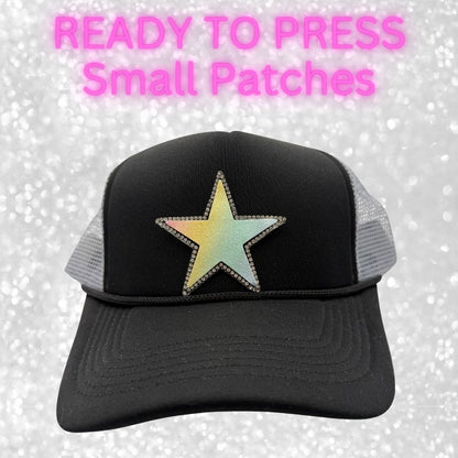 ⭐ Rhinestone Star Ready-to-Press Small Patches  Perfect for Hats, Bags, Clothing & More!