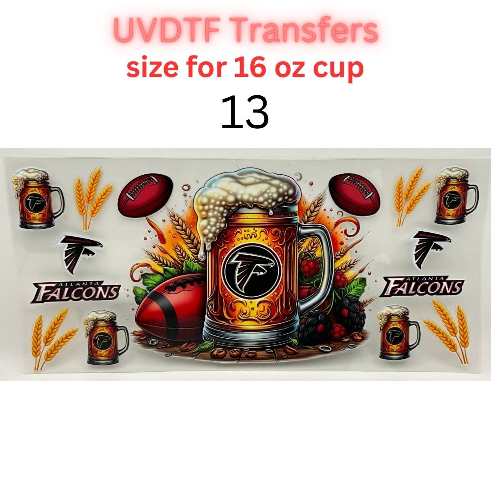 Football Beer Mug UV DTF Transfers for 16 oz Cups | Game Day Football Cup Decals | Ready to Apply
