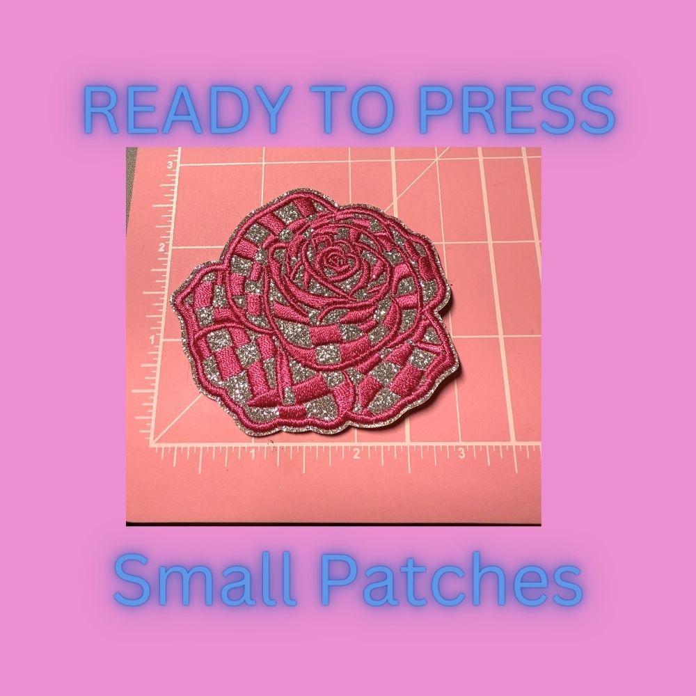 🌹 Rose Small Patches – Ready to Press Embroidery Appliqués | Hat, Jacket, Bag & Clothing Heat Press Iron-On