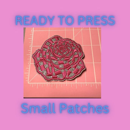 🌹 Rose Small Patches – Ready to Press Embroidery Appliqués | Hat, Jacket, Bag & Clothing Heat Press Iron-On