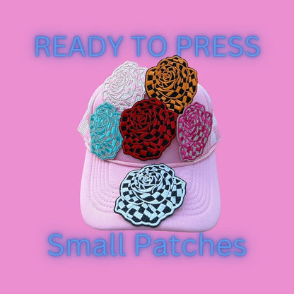 🌹 Rose Small Patches – Ready to Press Embroidery Appliqués | Hat, Jacket, Bag & Clothing Heat Press Iron-On